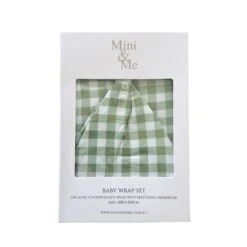 Mini & Me Baby Wrap Set Forest Gingham