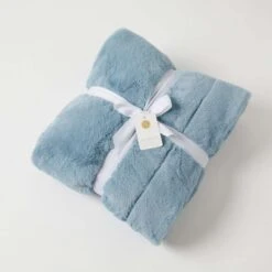 Jiggle & Giggle Muse Faux Fur Throw Vintage Blue
